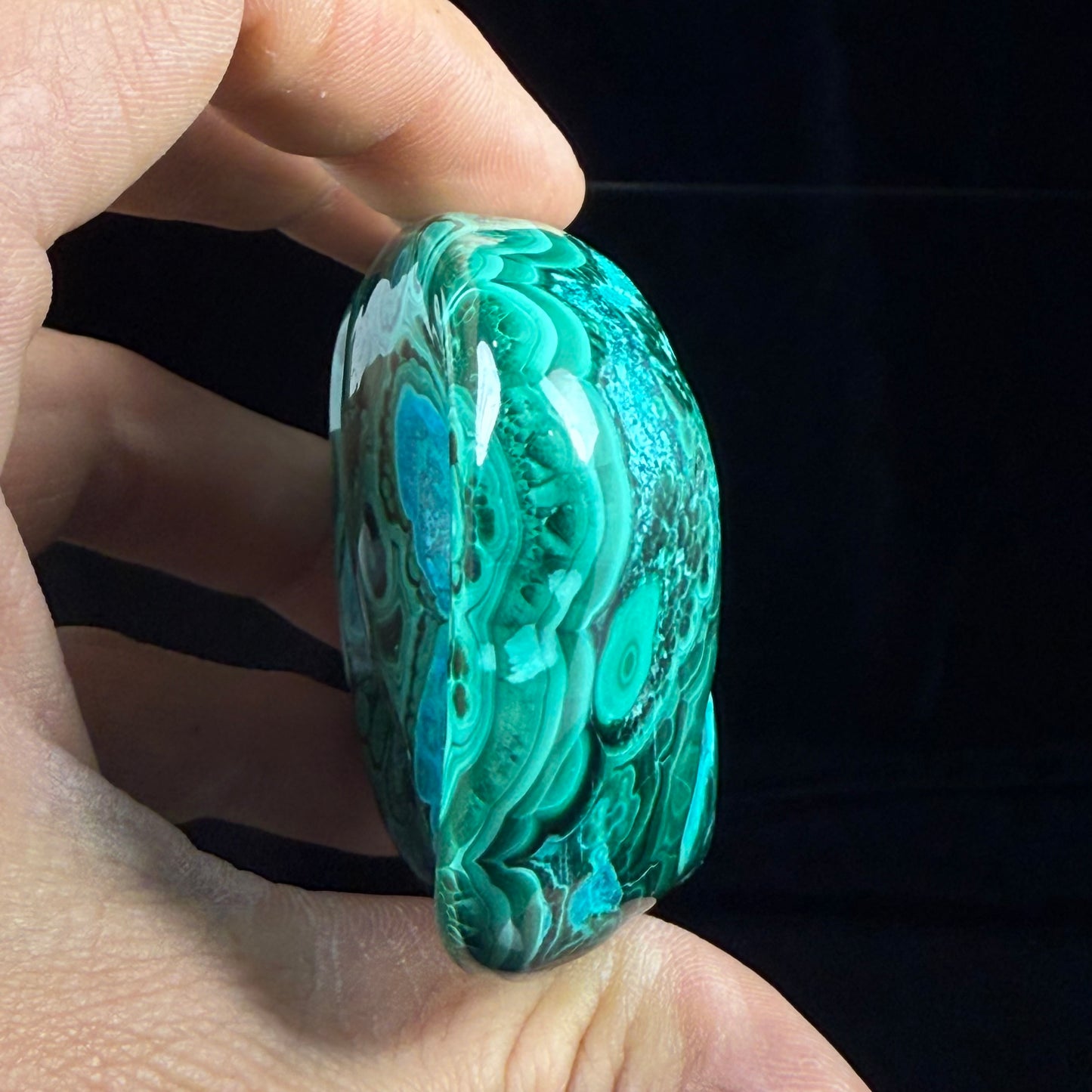 Polished Malachite with Chrysocolla